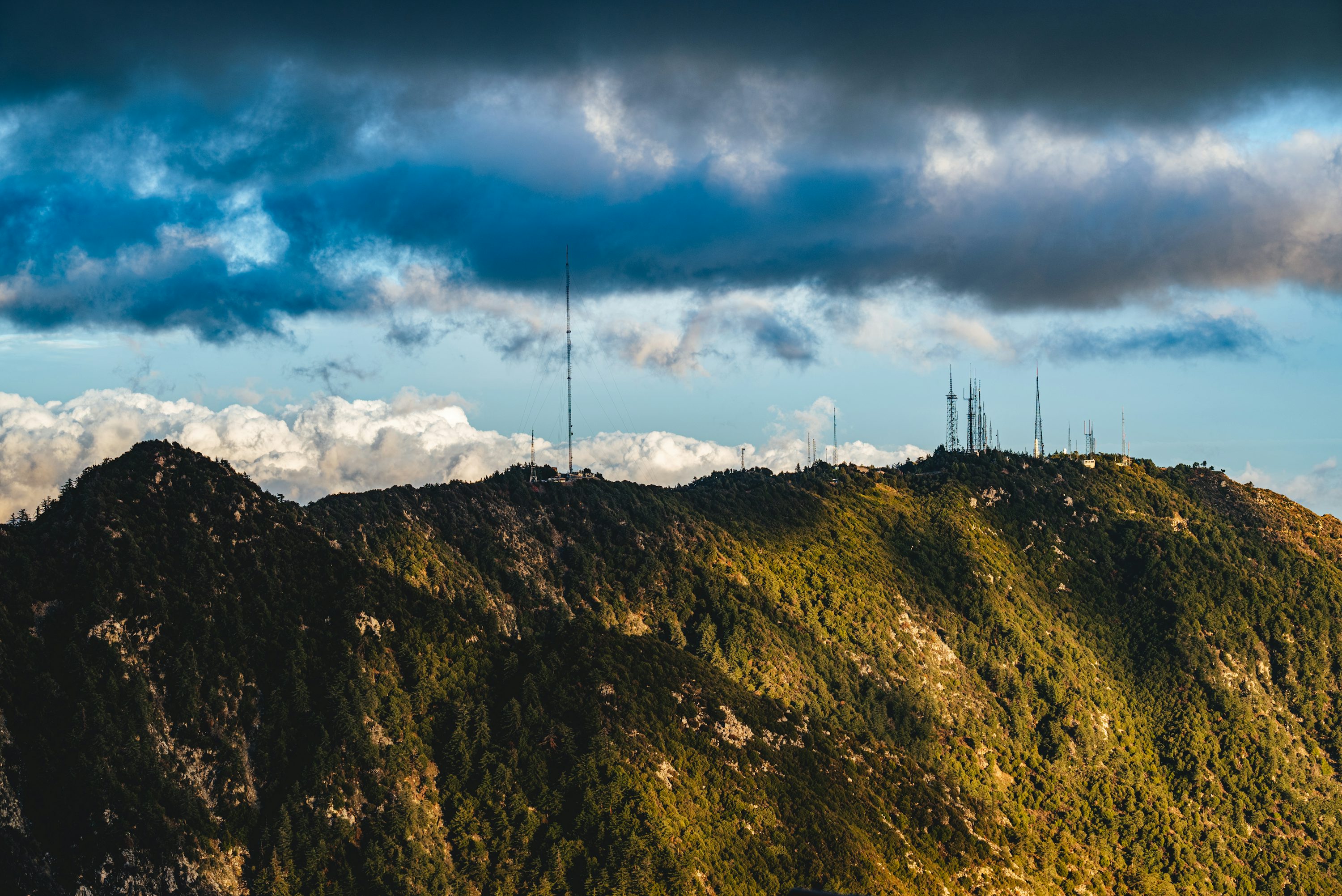 Mountain ridge with radio and communications towers